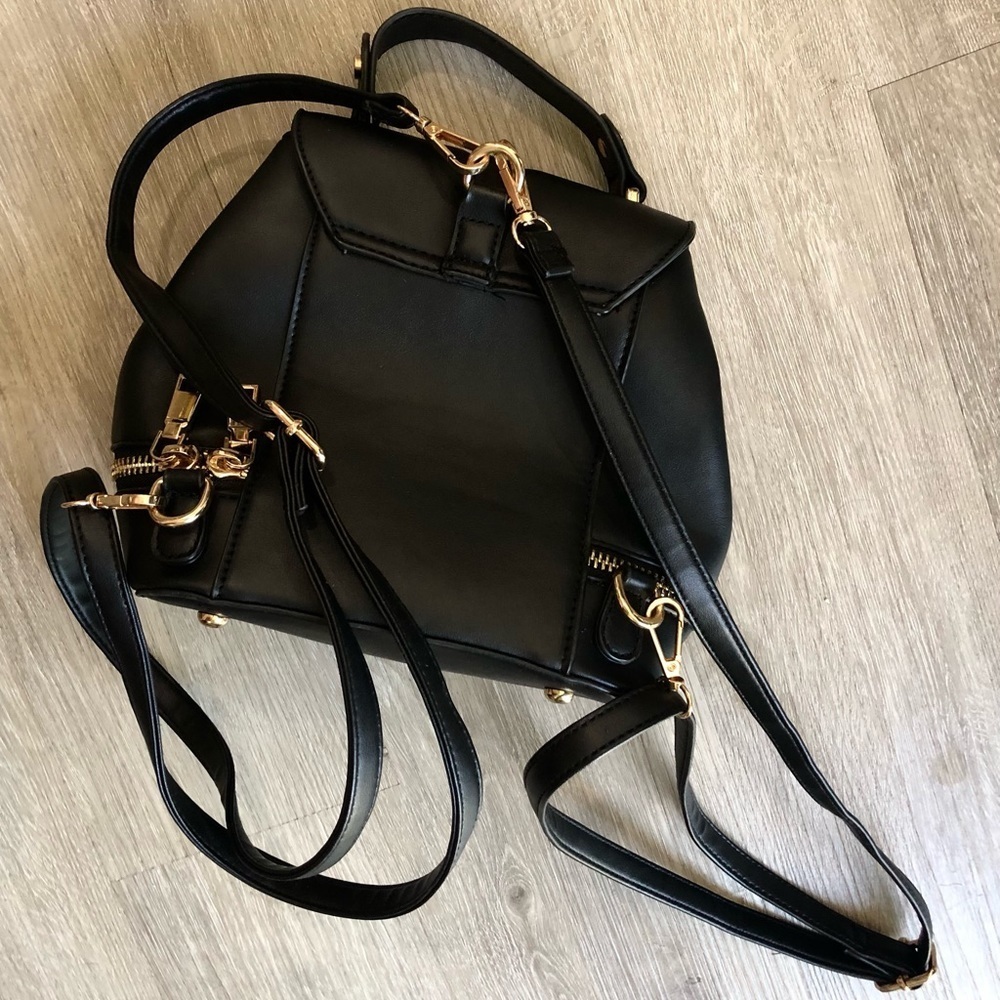 Simple Black And Gold Mini Backpack - image 6